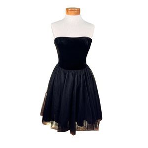 ALYCE Paris Strapless Black Velvet & Tulle Short Prom Cocktail Party Dress 6